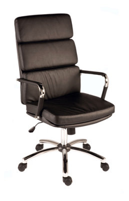 Deco Executive Chair Black with stylish chrome base