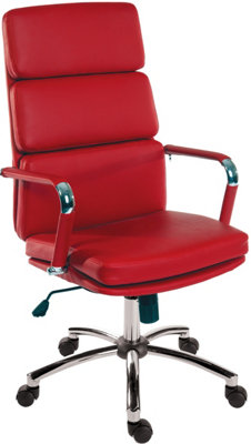 Deco Executive Chair Red with stylish chrome base