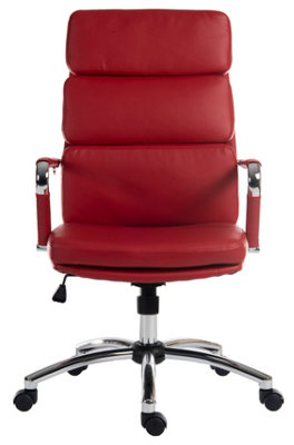 Deco Executive Chair Red with stylish chrome base