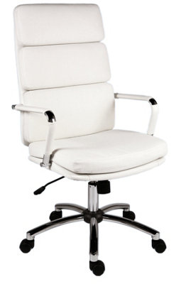 Deco Executive Chair White with stylish chrome base