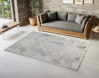 Deco Large Living Room Rug 200 X 290 Cm - Brown / Beige / Grey / White ...