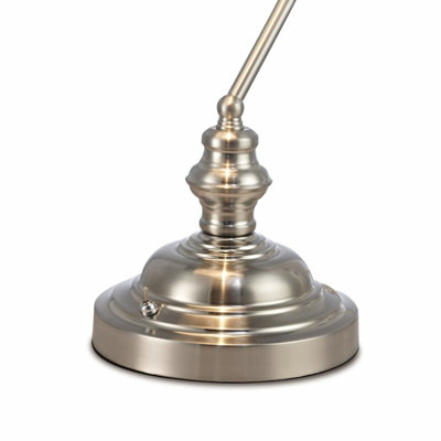 Deco Morgan Bankers Lamp Table Desk Lamp Satin Nickel White Glass Shade - 4