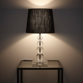 Deco Pebble Table Lamp with stunning Acrylic ball Lamps stand and a Black Linen Lampshade