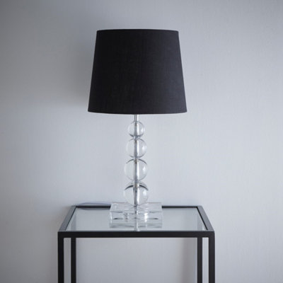 Deco Pebble Table Lamp with stunning Acrylic ball Lamps stand and a Black Linen Lampshade