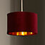 Deco Velvet Ceiling Pendant or Lamp shade in Wine with Gold inner metallic lining