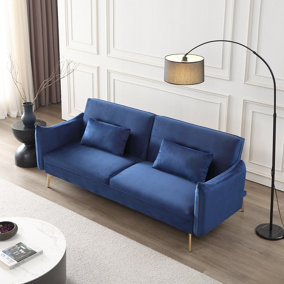 Decolux 3 Seater Sofa Bed - Velvet - L52 x W182 x H42 cm - Blue