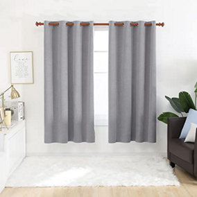 Deconovo 100% Blackout Curtains, Faux Linen Eyelet Curtains for Living Room, 52 x 72 Inch(Width x Length), Grey, 2 Panels