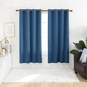 Deconovo 100% Blackout Curtains, Thermal Insulated Curtains for Living Room, 52 x 72 Inch(Width x Length), Dark Blue, 2 Panels