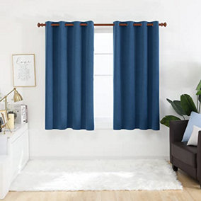 Deconovo 100% Blackout Eyelet Curtains, Faux Linen Thermal Curtains for Bedroom, 52 x 54 Inch(Width x Length), Dark Blue, 2 Panels