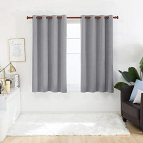 Deconovo 100% Blackout Eyelet Curtains, Faux Linen Thermal Curtains for Bedroom, 52 x 54 Inch(Width x Length), Grey, 2 Panels