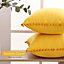 Deconovo 2 Pack Pom Pom Crushed Velvet Cushion Covers with Invisible Zipper 45 x 45 cm Mellow Yellow
