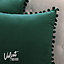 Deconovo 2 Pack Pom Pom Large Crushed Velvet Cushion Covers with Invisible Zipper 65cm x 65cm Forest Green