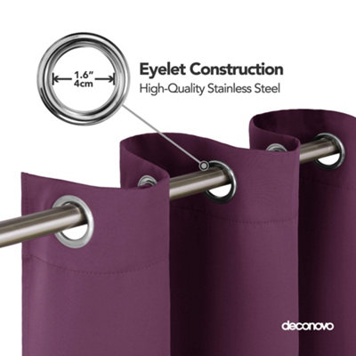 Deconovo Bedroom Eyelet Curtains Thermal Insulated Noise Reducing Ring