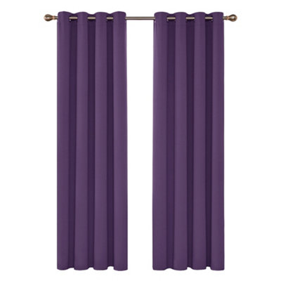 Deconovo Blackout Curtains 66 x 54 Thermal Insulated Eyelet Blackout Curtains for Bedroom Purple Grape Two Panels