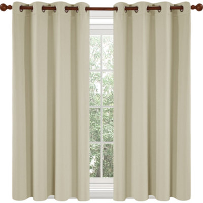 Deconovo Blackout Curtains Beige Super Soft Window Treatment Thermal Insulated Eyelet Blackout Curtains 46 x 54 Inch 2 Panels