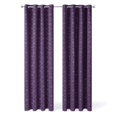 Deconovo Blackout Curtains, Eyelet Curtains, Diamond Foil Printed