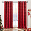 Deconovo Blackout Curtains, Eyelet Curtains, Gold Diamond Printed Curtains for Living Room, 66 x 90 Inch(W x L), Red, One Pair