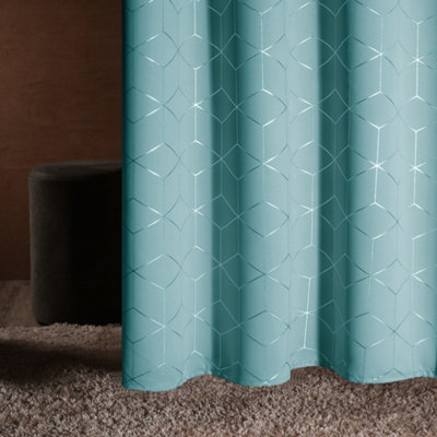 Deconovo Blackout Curtains, Eyelet Curtains, Thermal Insulated Diamond Foil Printed Curtains, W46 x L54 Inch, Sky Blue, One Pair