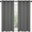 Deconovo Blackout Curtains Eyelet Super Soft Thermal Insulated Bedroom Curtains Eyelet 55 x 72 Inch Light Grey 2 Panels