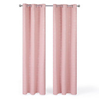 Deconovo Blackout Curtains, Foil Printed Diamond Thermal Insulated Eyelet Curtains, W46 x L54 Inch, Coral Pink, 2 Panels