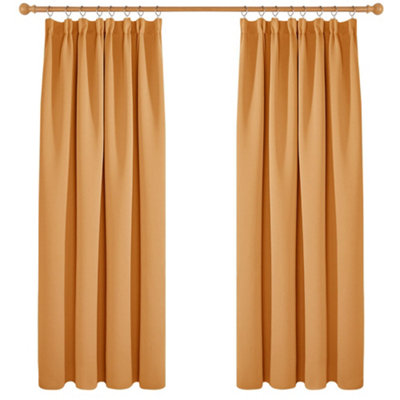 Deconovo Blackout Curtains Pencil Pleat Curtains and Rod Pocket Curtains for Bedroom W55xL70 Inch Orange Flame