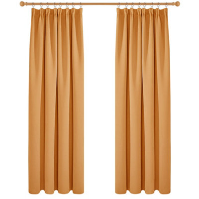 Deconovo Blackout Curtains Pencil Pleat Curtains and Rod Pocket Curtains for Bedroom W55xL82 Inch Orange Flame