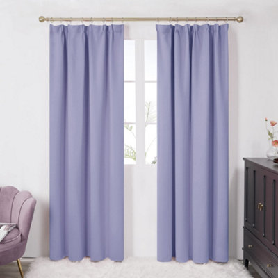 Deconovo Blackout Curtains Pencil Pleat Curtains and Rod Pocket Curtains for Living Room W55xL102 Inch Light Purple