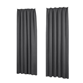 Deconovo Blackout Curtains Pencil Pleat Curtains Blackout Thermal Insulated Curtains for Bedrooms Dark Grey 55xL96 Inch 1 Pair