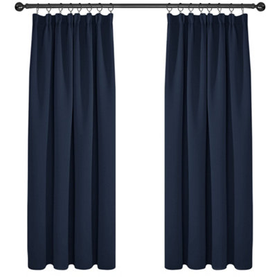 Deconovo Blackout Curtains Rod Pocket Pencil Pleat Curtains Room Darkening Curtains for Kid 42 x 63 Inch Navy Blue Set of 2