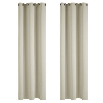 Deconovo Blackout Curtains Soft Thermal Curtains Blackout Eyelet Blackout Curtains for Bedroom 42 x 95 Inch Light Beige 2 Panels