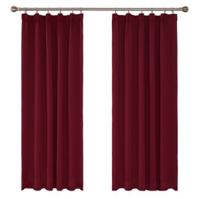 Deconovo Blackout Curtains Super Soft Pencil Pleat Thermal Insulated Energy Saving Rod Pocket Curtains 46x90 Inch Red 2 Panels