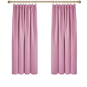 Deconovo Blackout Curtains Super Soft Thermal Insulated Energy Saving Pencil Pleat Blackout Curtains 52x54 Inch Pink 2 Panels