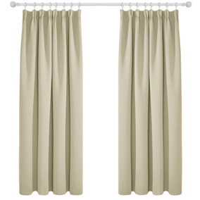Deconovo Blackout Curtains Super Soft Thermal Insulated Energy Saving Pencil Pleat Blackout Curtains 52x72 Inch Beige 2 Panels