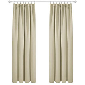 Deconovo Blackout Curtains Super Soft Thermal Insulated Energy Saving Pencil Pleat Blackout Curtains 52x90 Inch Beige 2 Panels