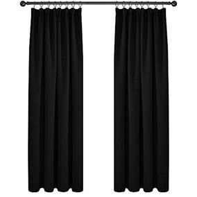 Deconovo Blackout Curtains Super Soft Thermal Insulated Energy Saving Pencil Pleat Blackout Curtains 52x90 Inch Black 2 Panels