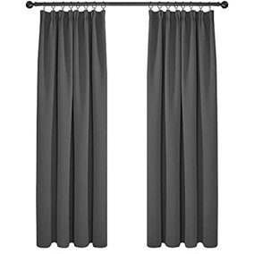 Deconovo Blackout Curtains Super Soft Thermal Insulated Energy Saving Pencil Pleat Blackout Curtains 52x90 Inch Dark Grey 2 Panels