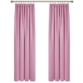Deconovo Blackout Curtains Super Soft Thermal Insulated Energy Saving Pencil Pleat Blackout Curtains 52x90 Inch Pink 2 Panels