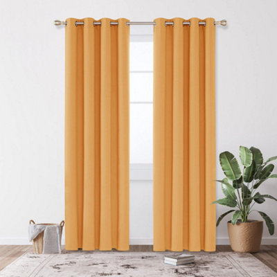 Deconovo Blackout Curtains Thermal Blackout Eyelet Curtains Energy Saving Curtains for Bedroom 55 x 110 Inch Orange Flame 2 Panels