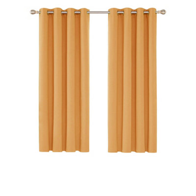 Deconovo Blackout Curtains Thermal Curtains Eyelet Curtains Energy Saving Curtains for Bedroom, Orange, 55 x 70 Inch, Two Panels