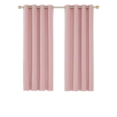 Deconovo Blackout Curtains Thermal Eyelet Curtains Energy Saving Curtains for Living Room, Blush Pink, 55 x 70 Inch, Two Panels