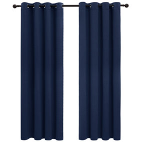 Deconovo Blackout Curtains Thermal Insulated Curtains Energy Saving Eyelet Blackout Curtains W52 x L54 Inch Navy Blue 2 Panels