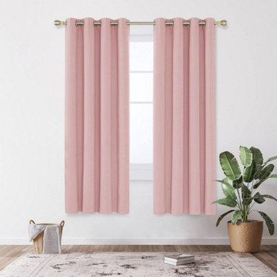 Deconovo Blackout Curtains Thermal Insulated Curtains Energy Saving Eyelet Curtains for Living Room Coral Pink W55 x L69 One Pair