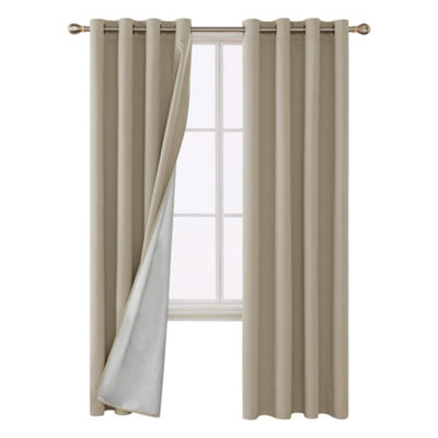 Deconovo Blackout Curtains Thermal Insulated Curtains with Backside Ring Top Curtains 53x70inch Beige 1 Pair