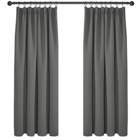 Deconovo Blackout Curtains Thermal Insulated Room Darkening Energy Saving Pencil Pleat Curtains 52 x 95 Inch Light Grey 2 Panels
