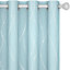 Deconovo Blackout Curtains, Thermal Insulated Silver Dotted Line Foil Printed Eyelet Curtains, W46 x L54 Inch, Light Blue, 1 Pair