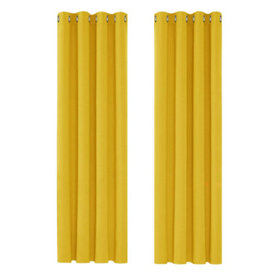 Deconovo Blackout Curtains Thermal Room Darkening Eyelet Curtains Soft Curtains for Bedroom 55 x 110 Inch Mellow Yellow 2 Panels