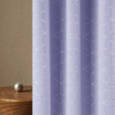 Deconovo Blackout Eyelet Curtains, Foil Printed Diamond Thermal Insulated Curtains, W52 x L45 Inch, Light Pruple, Two Panels