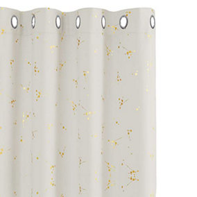 Deconovo Blackout Eyelet Curtains, Gold Constellation Printed Curtains for Bedroom, 46 x 54 Inch (W x L), Light Beige, 2 Panels