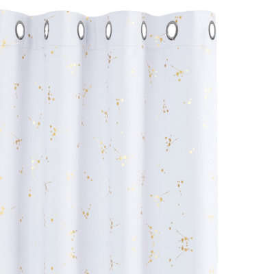 Deconovo Blackout Eyelet Curtains, Gold Constellation Printed Curtains, Thermal Curtains, 55 x 96 Inch(WxL), Silver Grey, 2 panels