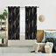 Deconovo Blackout Eyelet Curtains Thermal Insulated Gold Wave Line Foil Printed Curtains for Bedroom 46x90 Inch Black 2 Panels